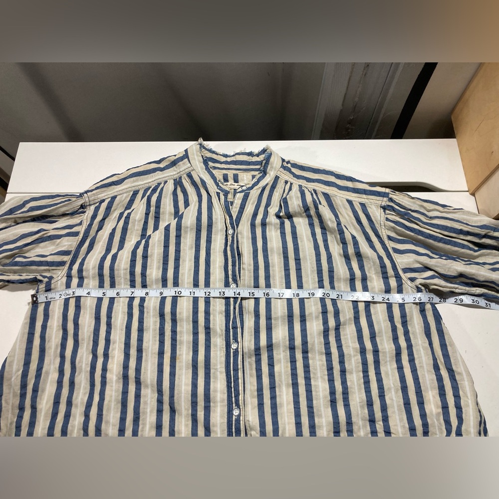 We the Free Set Sail Striped Button Down Oversized Long Sleeve Top Size Medium - Picture 14 of 16